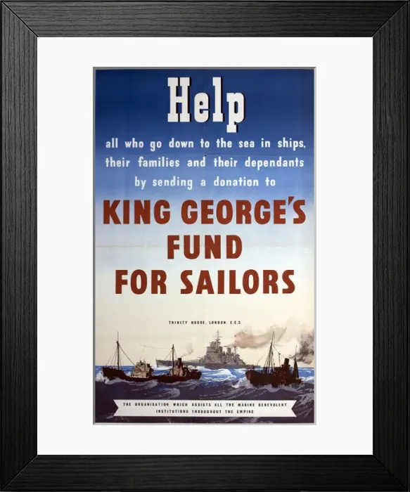 Framed Print : WW2 poster, King Georges Fund for Sailors