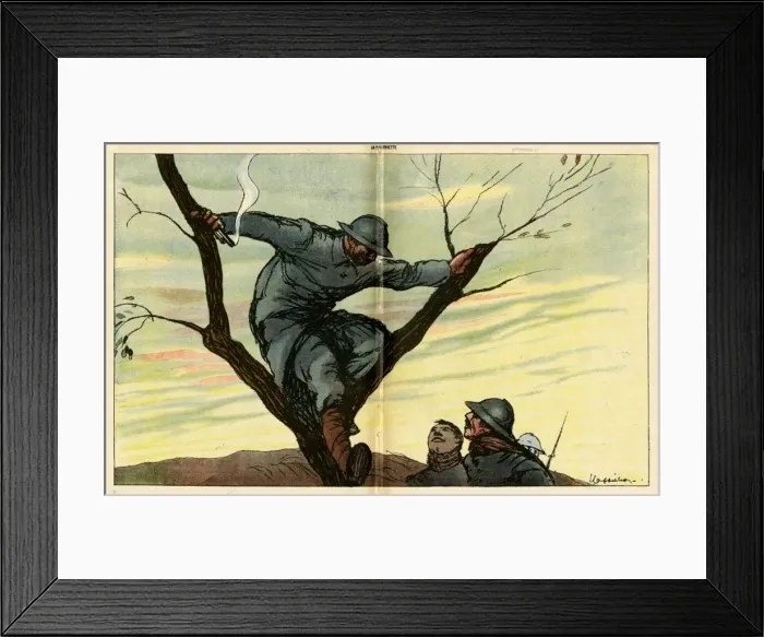 Framed Print : Cartoon, Playing a practical joke, WW1 Framed Print : Cartoon, Playing a practical joke, WW1