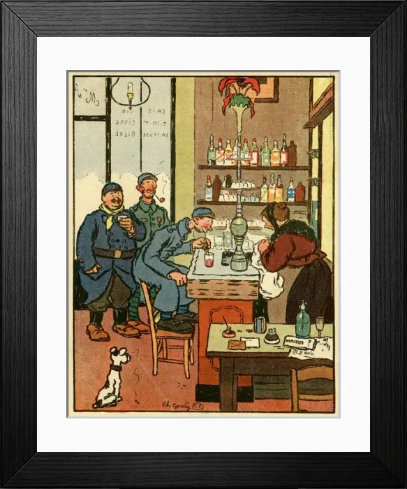 Framed Print : Cartoon, Time for a drink, WW1 Framed Print : Cartoon, Time for a drink, WW1