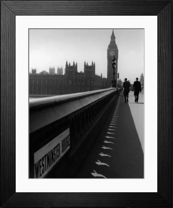 Framed Print : Two men walking over Westminster bridge Framed Print : Two men walking over Westminster bridge