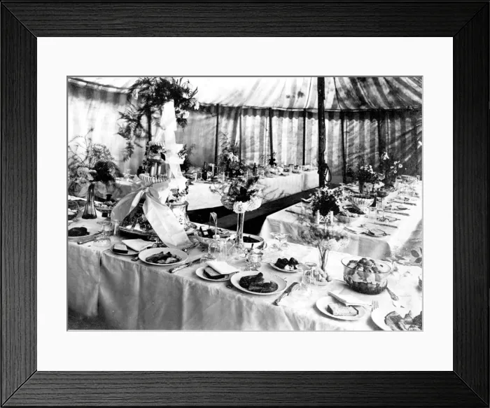 Framed Print : A wedding feast in a marquee in Edwardian times Framed Print : A wedding feast in a marquee in Edwardian times