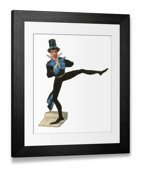 Framed Print : Victorian Scrap, thin man dancing Framed Print : Victorian Scrap, thin man dancing
