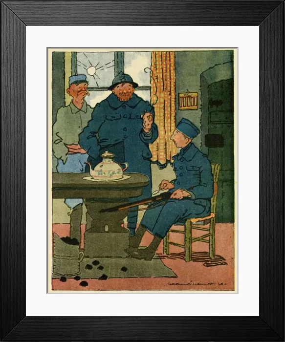 Framed Print : Cartoon, First feelings, WW1 Framed Print : Cartoon, First feelings, WW1