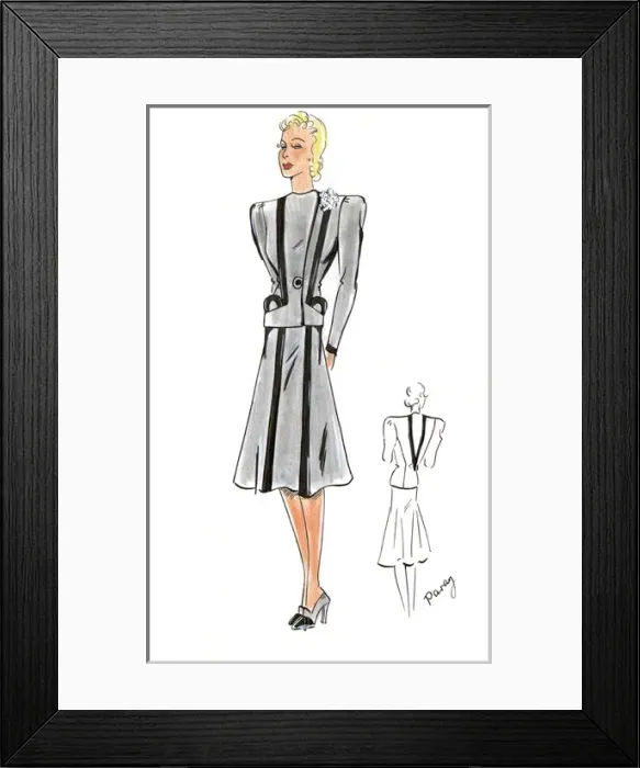 Framed Print : Original Fashion Illustration by Dora Sprinzel Framed Print : Original Fashion Illustration by Dora Sprinzel