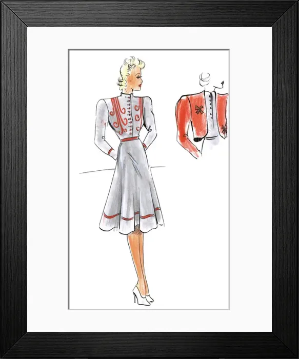 Framed Print : Original Fashion Illustration by Dora Sprinzel Framed Print : Original Fashion Illustration by Dora Sprinzel