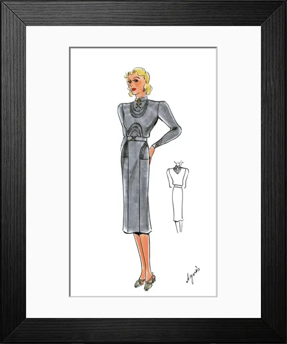Framed Print : Original Fashion Illustration by Dora Sprinzel Framed Print : Original Fashion Illustration by Dora Sprinzel