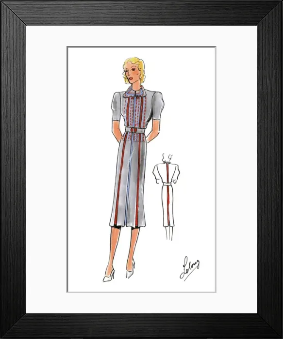 Framed Print : Original Fashion Illustration by Dora Sprinzel Framed Print : Original Fashion Illustration by Dora Sprinzel
