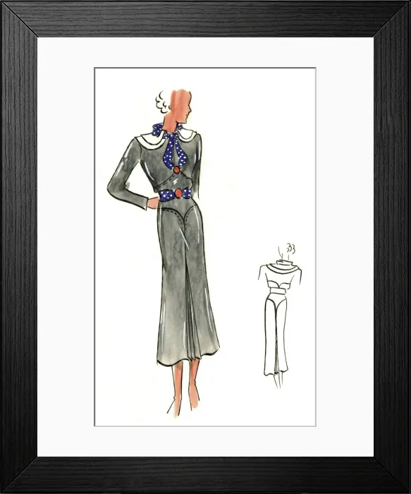 Framed Print : Original Fashion Illustration by Dora Sprinzel Framed Print : Original Fashion Illustration by Dora Sprinzel