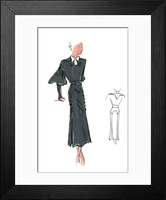Framed Print : Original Fashion Illustration by Dora Sprinzel Framed Print : Original Fashion Illustration by Dora Sprinzel