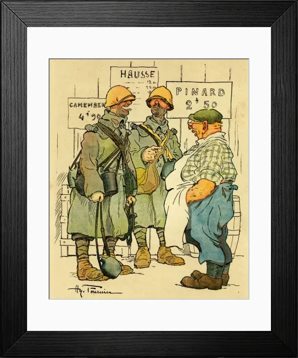 Framed Print : Cartoon, At the bistro, WW1 Framed Print : Cartoon, At the bistro, WW1