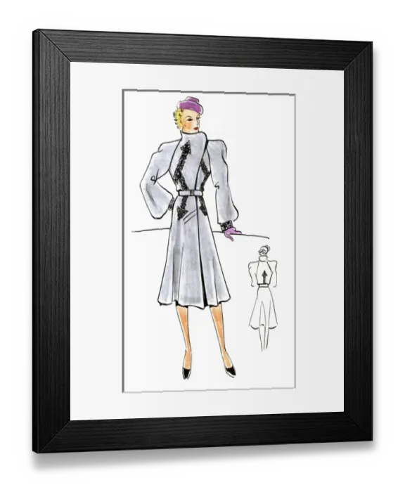 Framed Print : Original Fashion Illustration by Dora Sprinzel Framed Print : Original Fashion Illustration by Dora Sprinzel