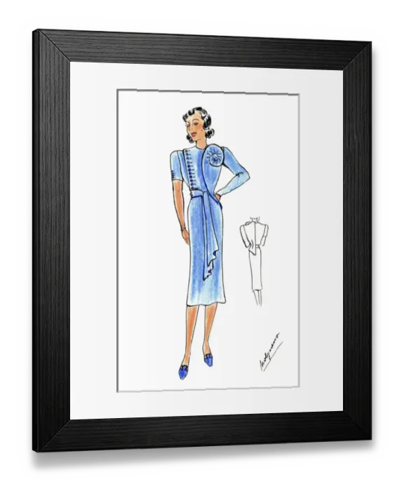 Framed Print : Original Fashion Illustration by Dora Sprinzel Framed Print : Original Fashion Illustration by Dora Sprinzel