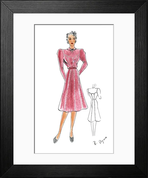 Framed Print : Original Fashion Illustration by Dora Sprinzel Framed Print : Original Fashion Illustration by Dora Sprinzel