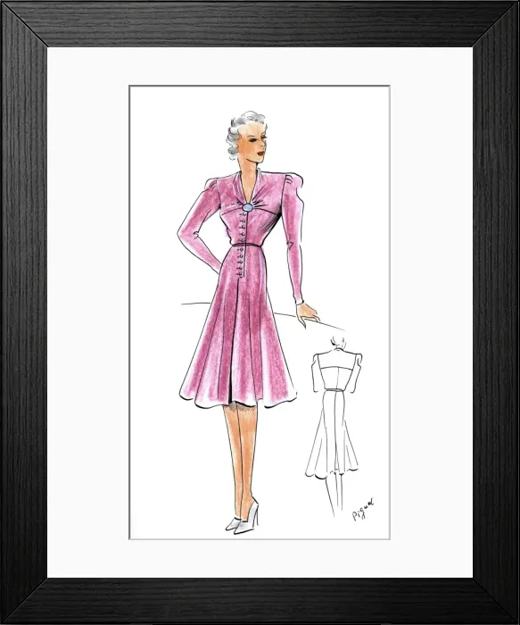 Framed Print : Original Fashion Illustration by Dora Sprinzel Framed Print : Original Fashion Illustration by Dora Sprinzel