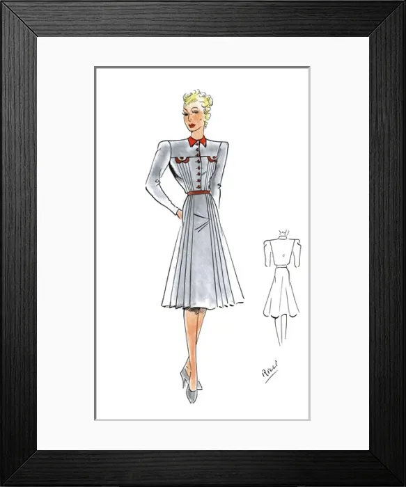 Framed Print : Original Fashion Illustration by Dora Sprinzel Framed Print : Original Fashion Illustration by Dora Sprinzel
