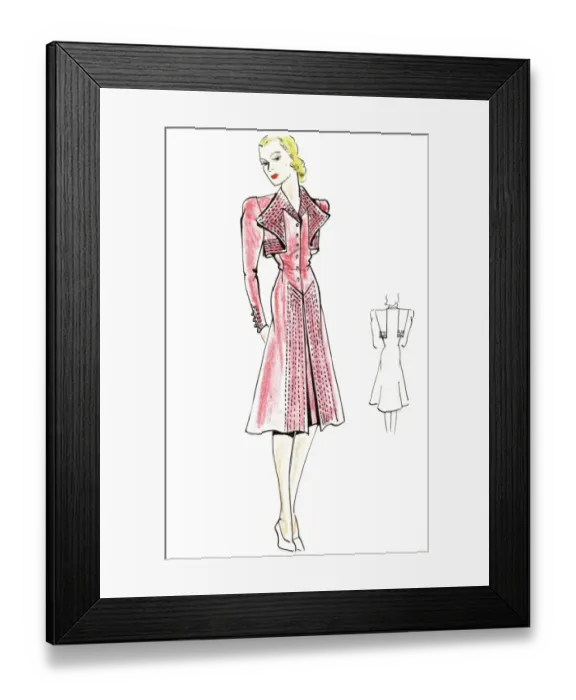 Framed Print : Original Fashion Illustration by Dora Sprinzel Framed Print : Original Fashion Illustration by Dora Sprinzel