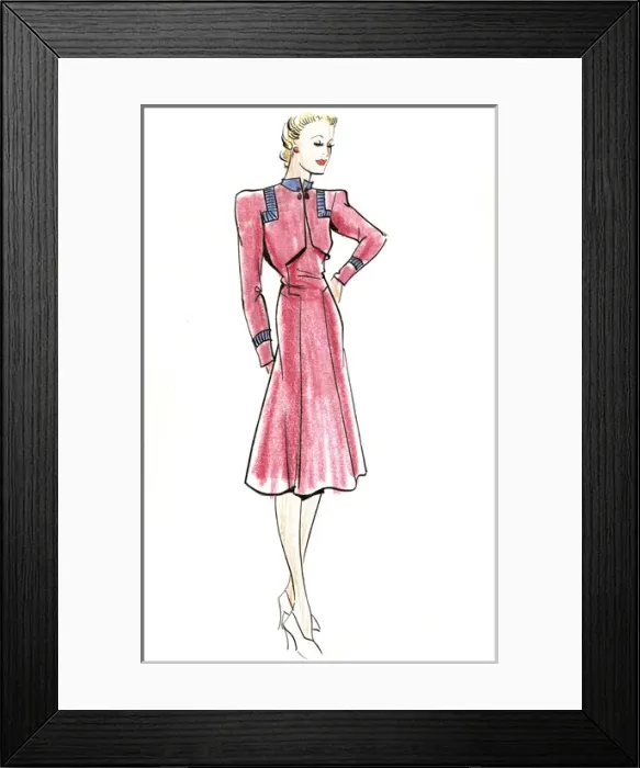 Framed Print : Original Fashion Illustration by Dora Sprinzel Framed Print : Original Fashion Illustration by Dora Sprinzel