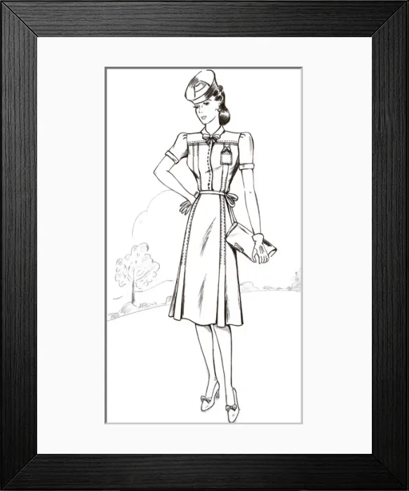 Framed Print : Original Fashion Illustration by Dora Sprinzel Framed Print : Original Fashion Illustration by Dora Sprinzel