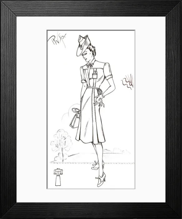 Framed Print : Original Fashion Illustration by Dora Sprinzel Framed Print : Original Fashion Illustration by Dora Sprinzel