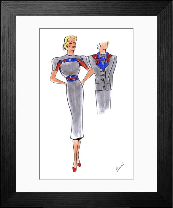 Framed Print : Original Fashion Illustration by Dora Sprinzel Framed Print : Original Fashion Illustration by Dora Sprinzel