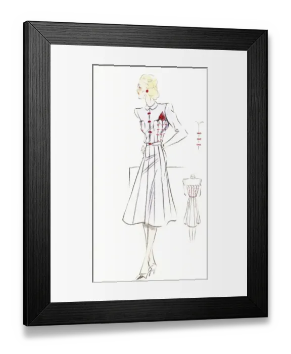 Framed Print : Original Fashion Illustration by Dora Sprinzel Framed Print : Original Fashion Illustration by Dora Sprinzel