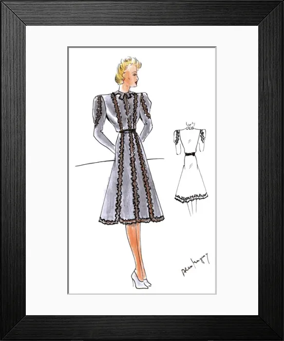 Framed Print : Original Fashion Illustration by Dora Sprinzel Framed Print : Original Fashion Illustration by Dora Sprinzel