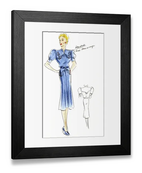 Framed Print : Original Fashion Illustration by Dora Sprinzel Framed Print : Original Fashion Illustration by Dora Sprinzel
