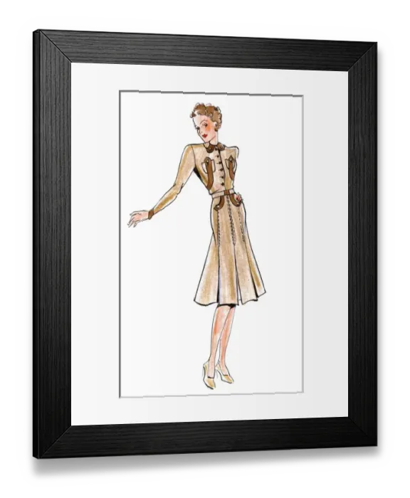 Framed Print : Original Fashion Illustration by Dora Sprinzel Framed Print : Original Fashion Illustration by Dora Sprinzel