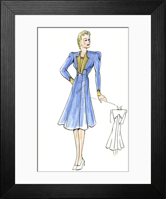 Framed Print : Original Fashion Illustration by Dora Sprinzel Framed Print : Original Fashion Illustration by Dora Sprinzel