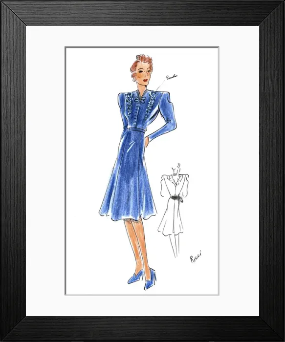 Framed Print : Original Fashion Illustration by Dora Sprinzel Framed Print : Original Fashion Illustration by Dora Sprinzel