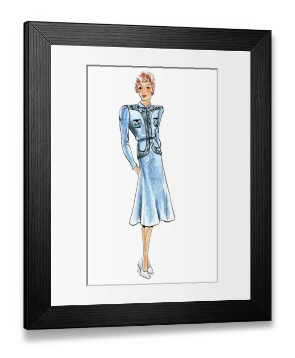 Framed Print : Original Fashion Illustration by Dora Sprinzel Framed Print : Original Fashion Illustration by Dora Sprinzel