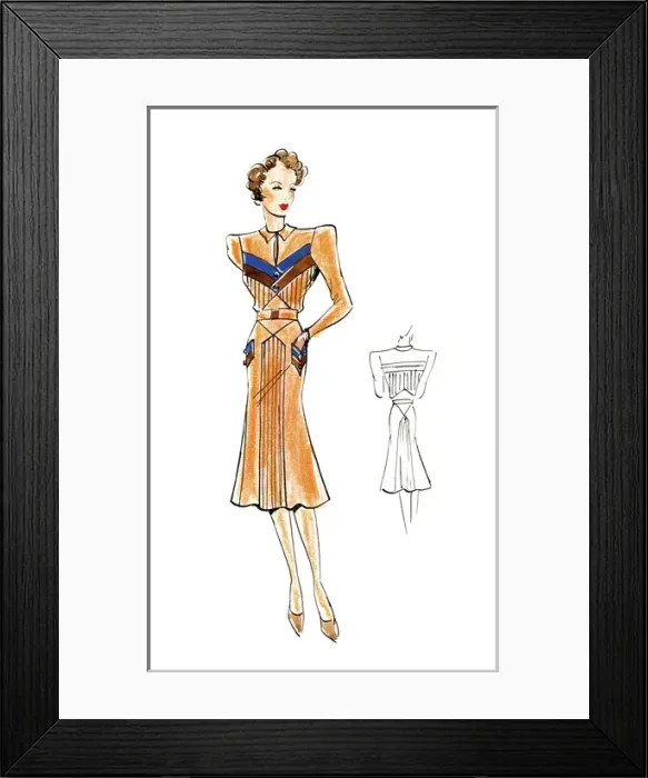 Framed Print : Original Fashion Illustration by Dora Sprinzel Framed Print : Original Fashion Illustration by Dora Sprinzel