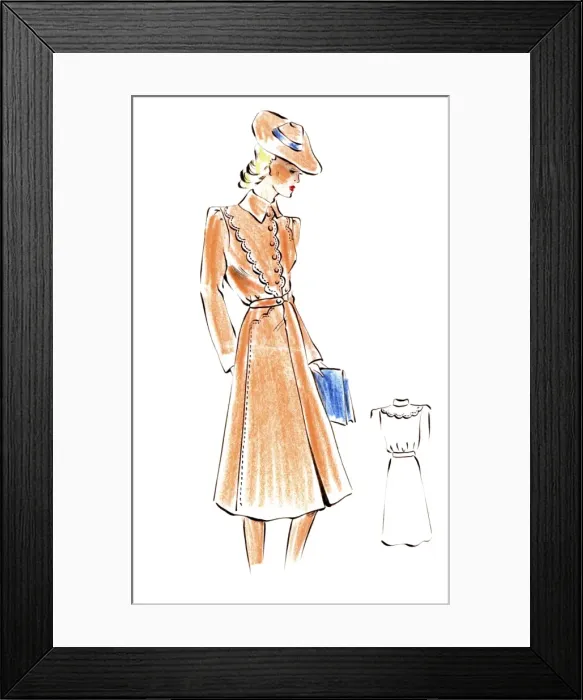 Framed Print : Original Fashion Illustration by Dora Sprinzel Framed Print : Original Fashion Illustration by Dora Sprinzel