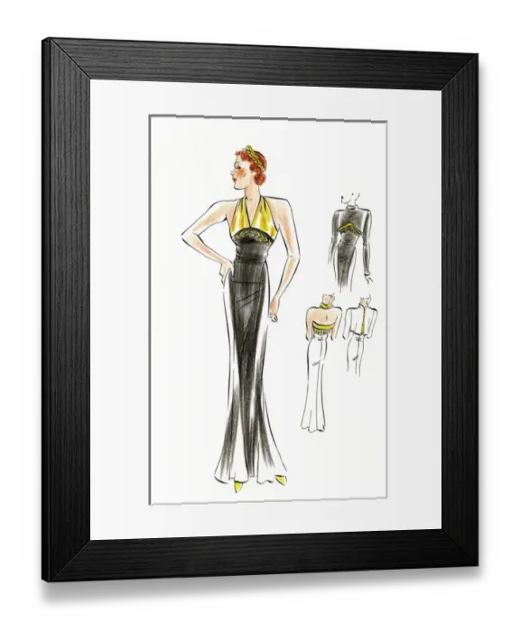 Framed Print : Original Fashion Illustration by Dora Sprinzel Framed Print : Original Fashion Illustration by Dora Sprinzel