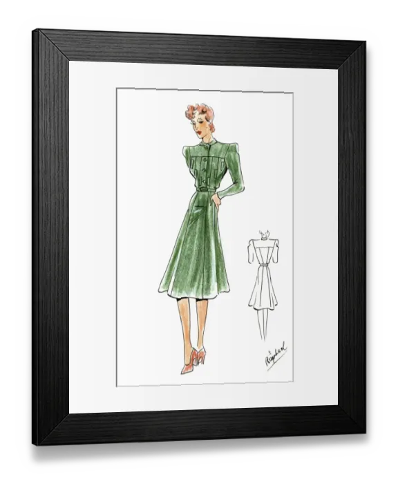 Framed Print : Original Fashion Illustration by Dora Sprinzel Framed Print : Original Fashion Illustration by Dora Sprinzel