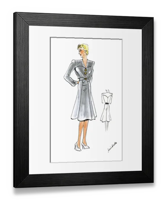 Framed Print : Original Fashion Illustration by Dora Sprinzel Framed Print : Original Fashion Illustration by Dora Sprinzel