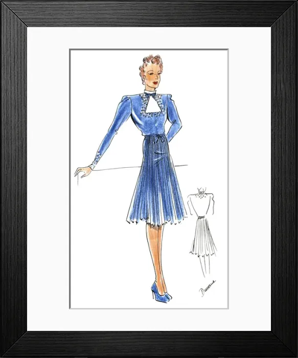 Framed Print : Original Fashion Illustration by Dora Sprinzel Framed Print : Original Fashion Illustration by Dora Sprinzel