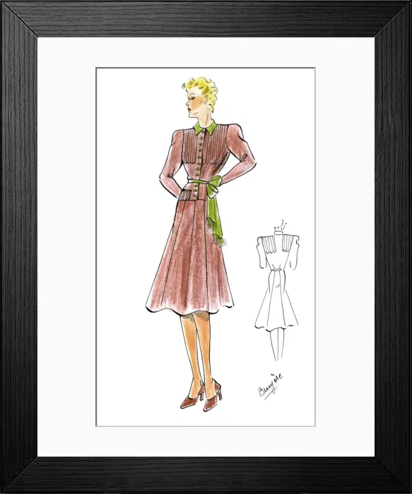 Framed Print : Original Fashion Illustration by Dora Sprinzel Framed Print : Original Fashion Illustration by Dora Sprinzel