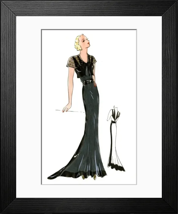 Framed Print : Original Fashion Illustration by Dora Sprinzel Framed Print : Original Fashion Illustration by Dora Sprinzel