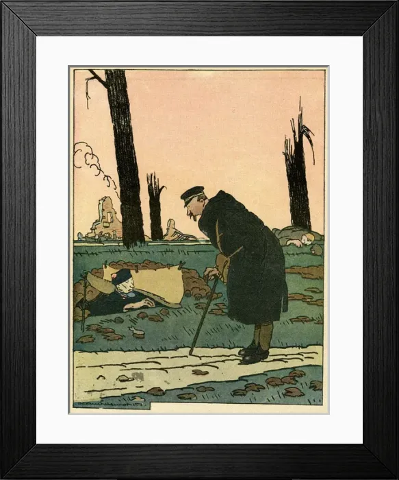 Framed Print : Cartoon, Nostalgia, WW1 Framed Print : Cartoon, Nostalgia, WW1