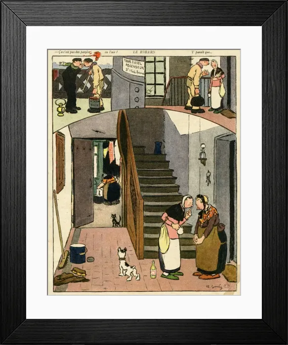 Framed Print : Cartoon, The tall story, WW1 Framed Print : Cartoon, The tall story, WW1