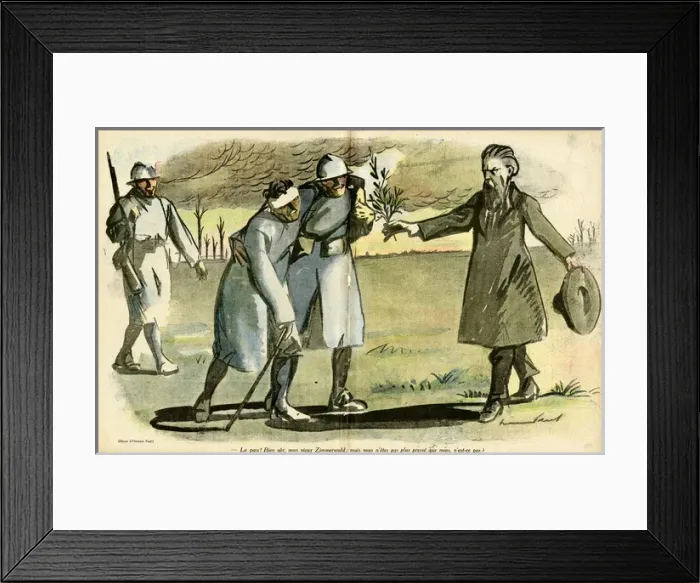 Framed Print : Cartoon, Zimmerwald pacifism, WW1 Framed Print : Cartoon, Zimmerwald pacifism, WW1