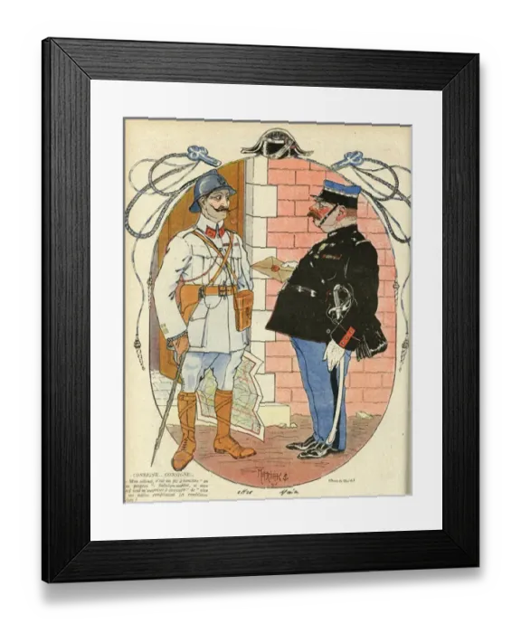 Framed Print : Cartoon, Delivering a letter, WW1 Framed Print : Cartoon, Delivering a letter, WW1