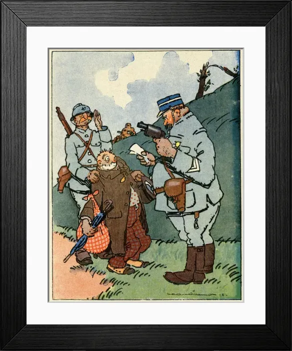 Framed Print : Cartoon, Round figures, WW1 Framed Print : Cartoon, Round figures, WW1