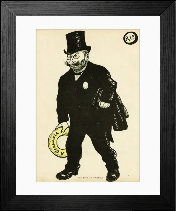 Framed Print : Cartoon, His final costume, WW1 Framed Print : Cartoon, His final costume, WW1