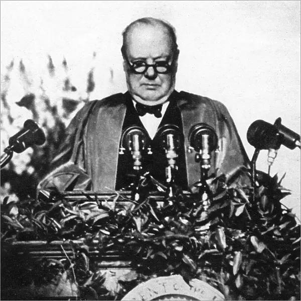 Winston Churchill speaking at Fulton, Missouri