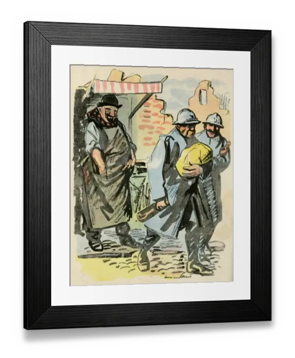 Framed Print : Cartoon, Fighting zone, WW1 Framed Print : Cartoon, Fighting zone, WW1