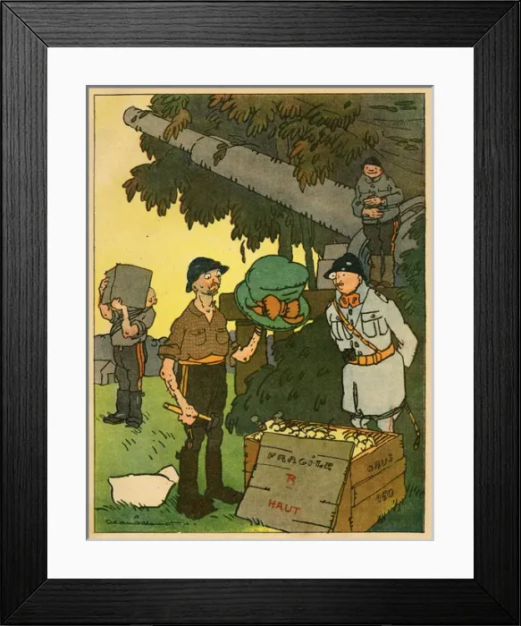 Framed Print : Cartoon, A delivery mistake, WW1 Framed Print : Cartoon, A delivery mistake, WW1