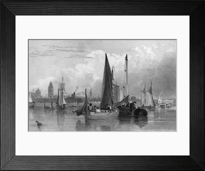 Framed Print : View of Liverpool from the Mersey, with boats Framed Print : View of Liverpool from the Mersey, with boats