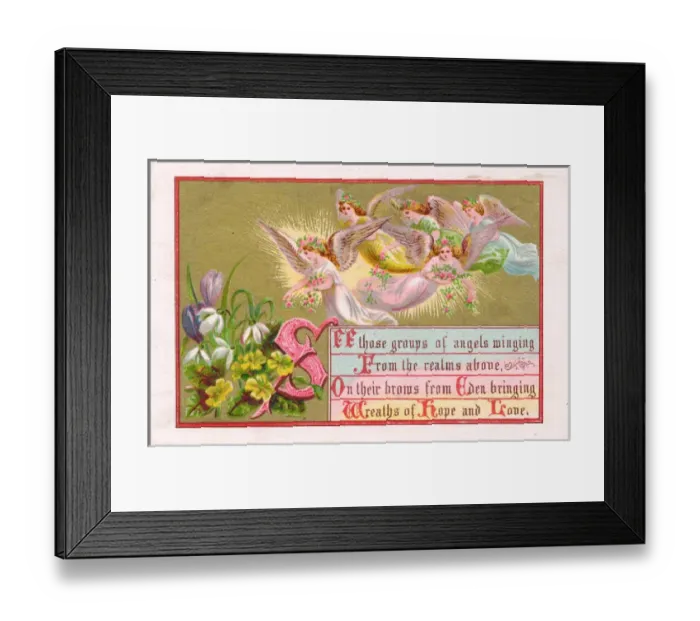 Framed Print : Five angels on a greetings card Framed Print : Five angels on a greetings card